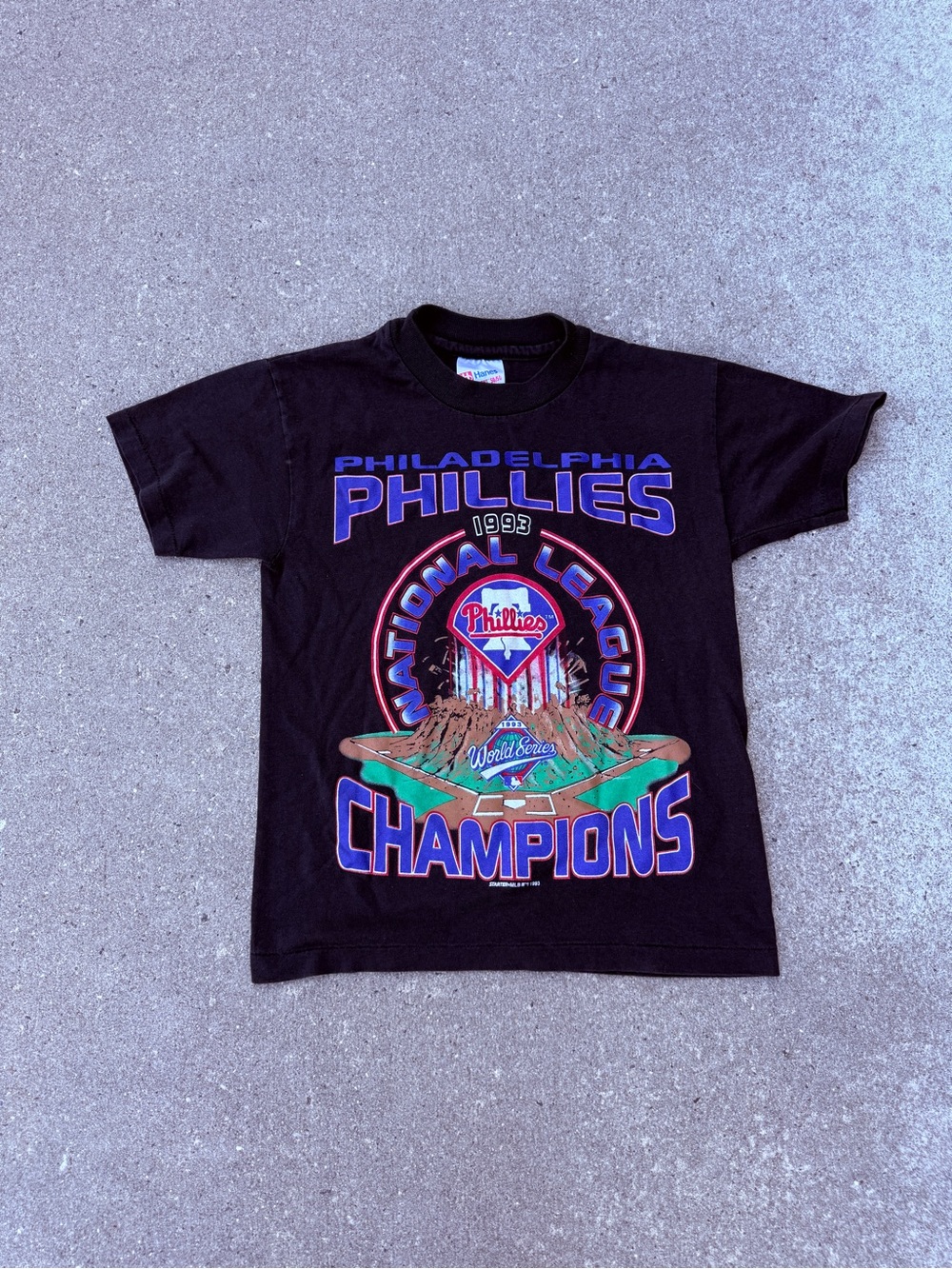 Vintage Hanes Black Philadelphia Phillies 1993 Champions baseball Tee